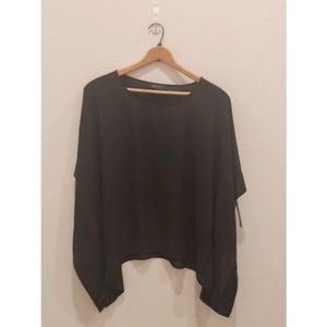 AB Studio Black Batwing Short Sleeve Blouse